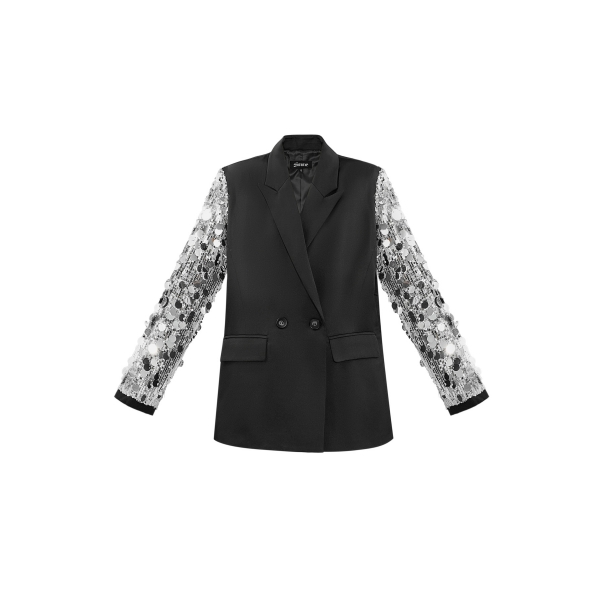 Sequin statement blazer - black silver