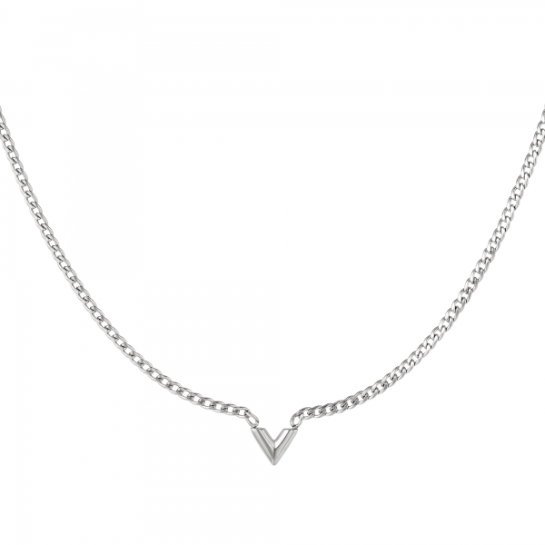 Stainless steel necklace letter v