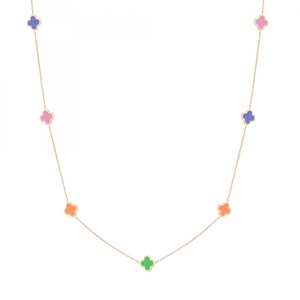 Long necklace with clovers multi colors