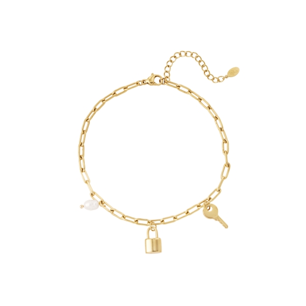 Anklet with charms - gold