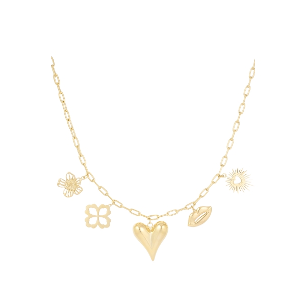 Halskette mit Charm „Die Sprache der Liebe“ – Gold