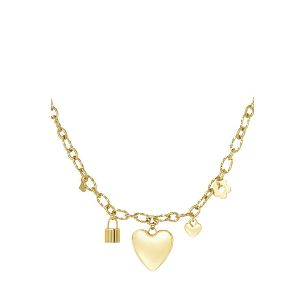 Locked love charm necklace - gold