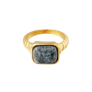 Stainless steel ring square stone