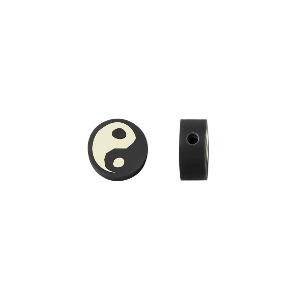 Polymerperlen yin und yang schwarz/weiß