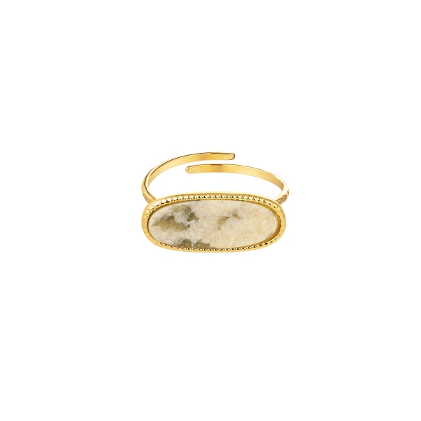 Ring mit länglichem Stein – beige