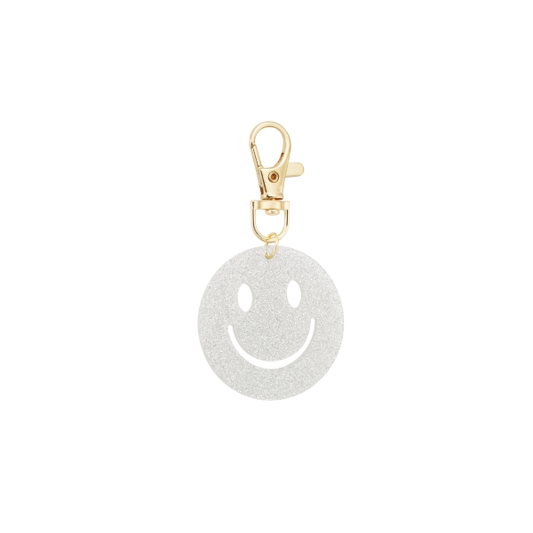 Keep smiling key ring - white