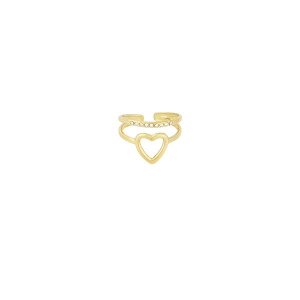 Heart &amp; sparkle ring - gold color