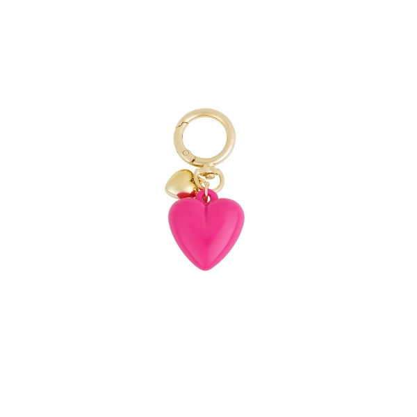 Double heart pendant - fuchsia