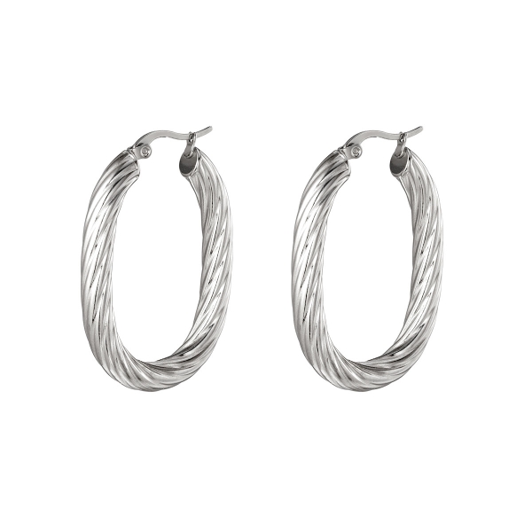 Twisted oval stainless steel earring