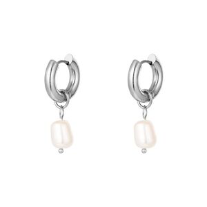 Pendientes de acero inoxidable perlas simples