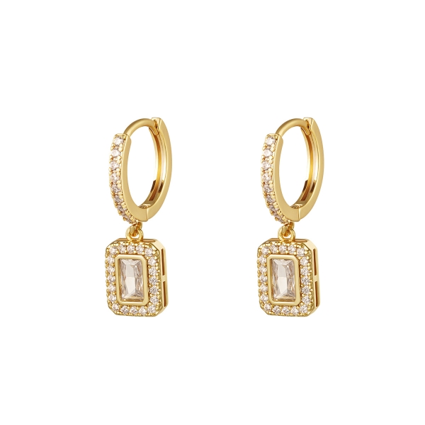 Earrings square with zircon - sparkle collection