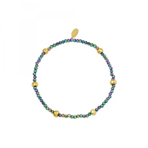 Bracelet holographic/gold beads