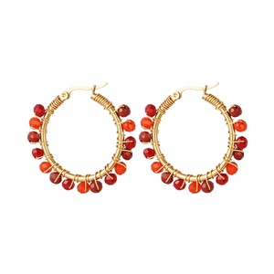 Hoop earrings with large colorful beads