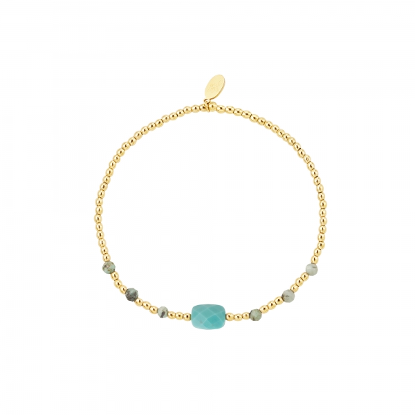 Bracelet perlé avec pierre carrée de couleur