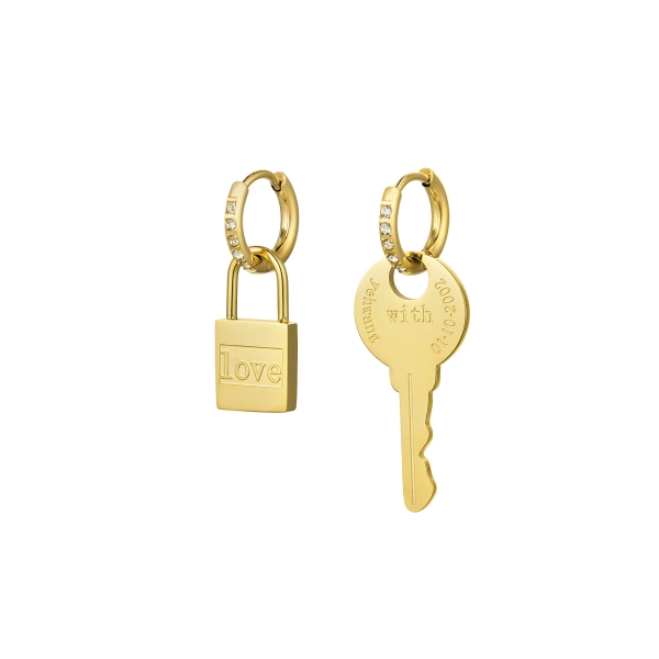 Ohrringe Schlüssel &amp; Schloss - Gold