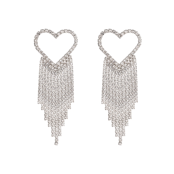 Rhinestone earrings heart - holiday essentials