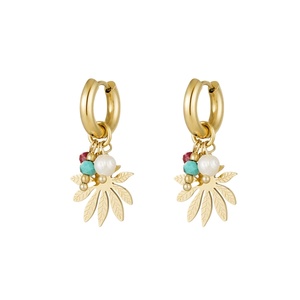 Earrings flower with beads