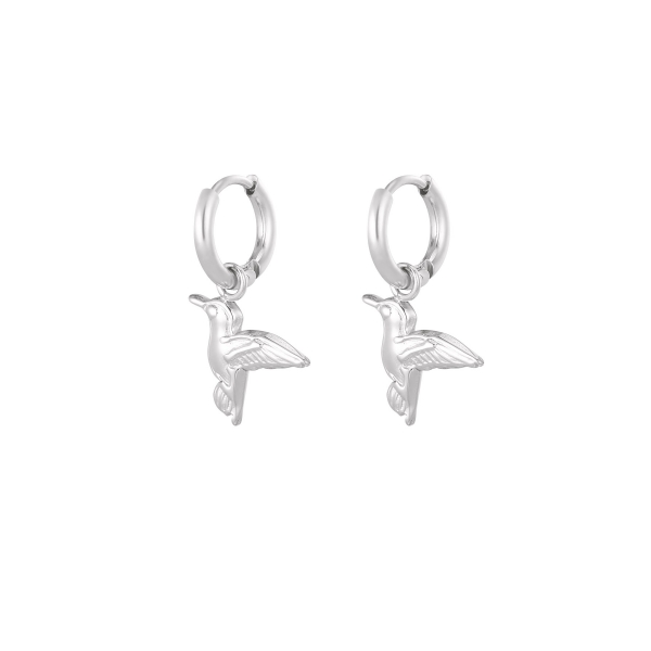 Charm earrings bird - silver