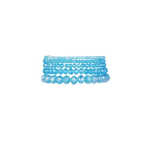 Set of 5 crystal bracelets ocean - light blue