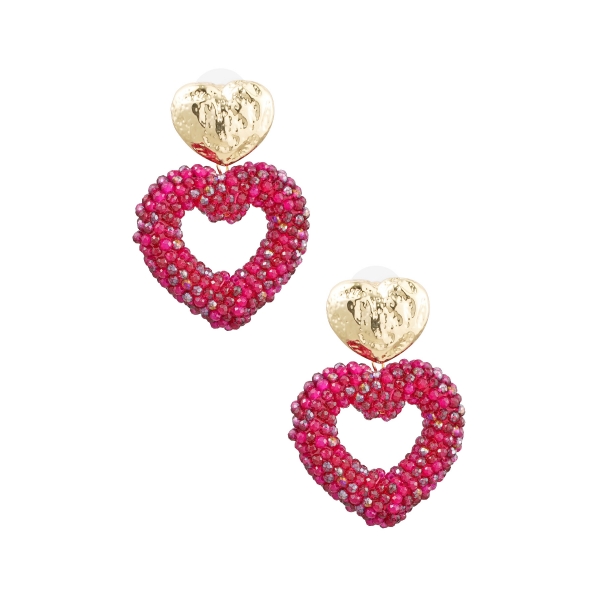 Ohrringe Herz aus Perlen - Gold/Rosa