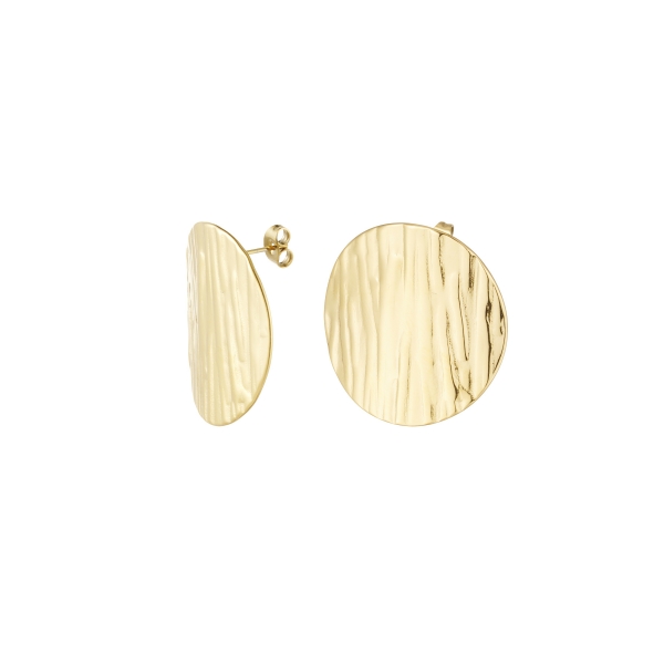 Round earrings with print - gold