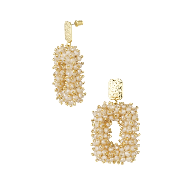 Glitter nights statement earrings - beige