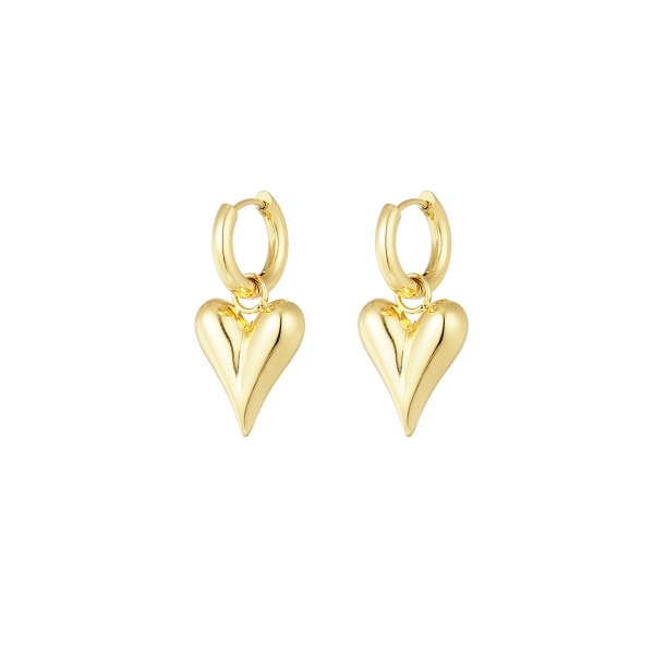 Earrings with heart pendants medium - gold