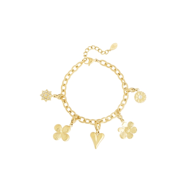 Armband mit herzförmigen Anhängern – Gold