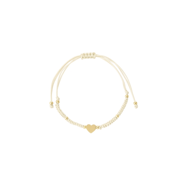 Braided bracelet with heart - beige/gold