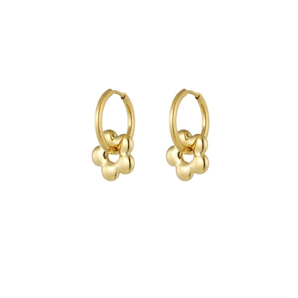 Basic earrings with flower charm - gold