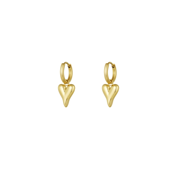 Stainless steel heart shaped earrings - gold