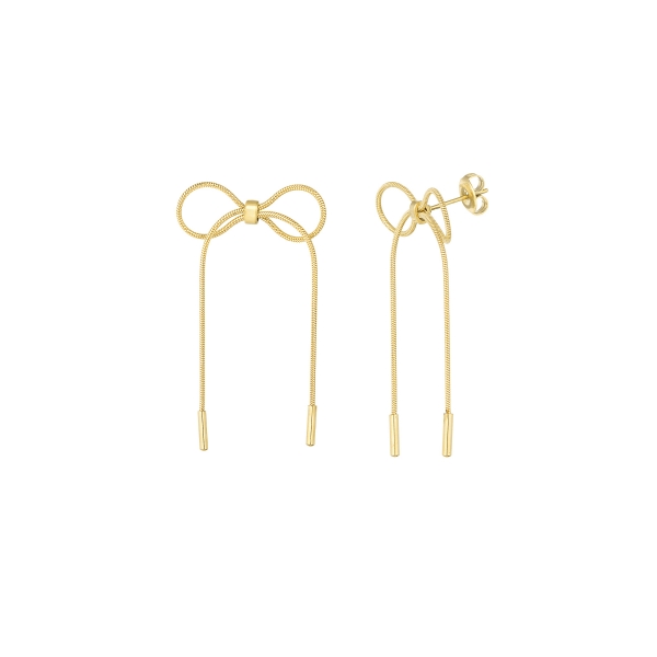 Link earrings with bow - gold