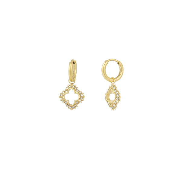 Lucky diamond charm earrings - gold