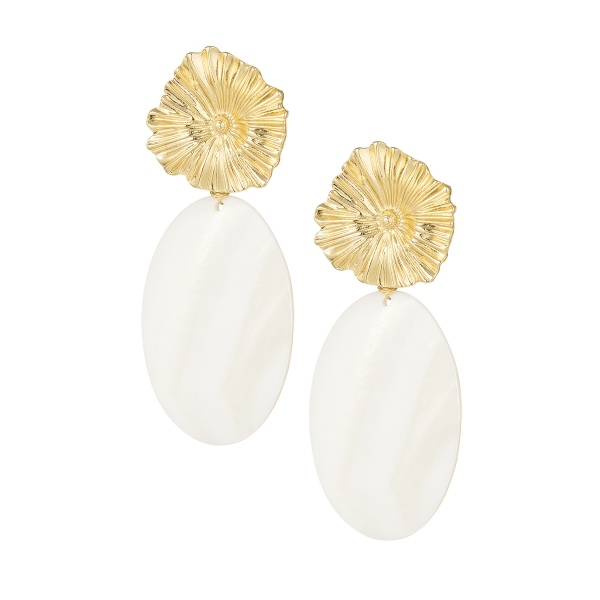 Earrings poshy flower - white gold