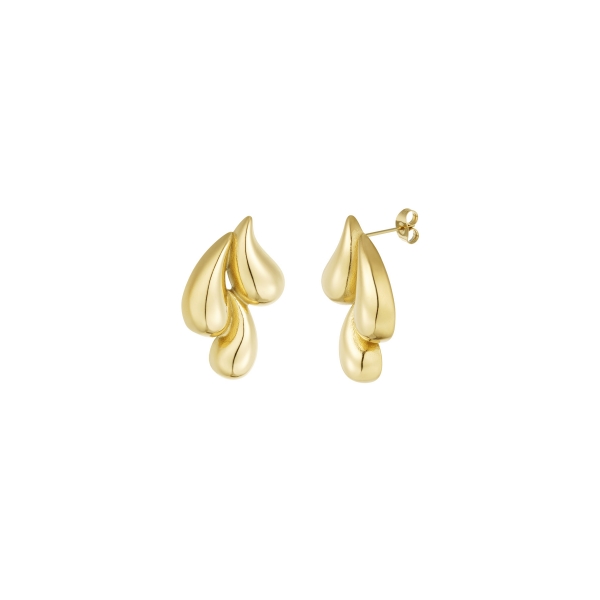 Earrings triple drip - gold