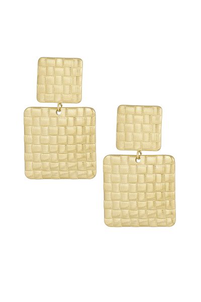 Textured blocks earrings - gold