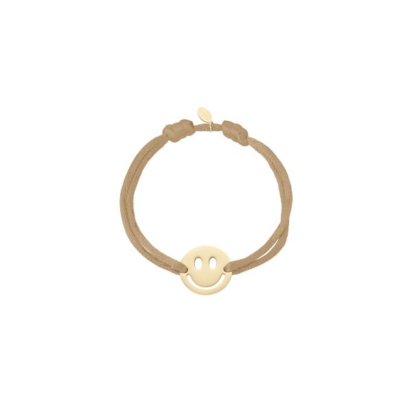 Bracelet en satin avec smiley - marron