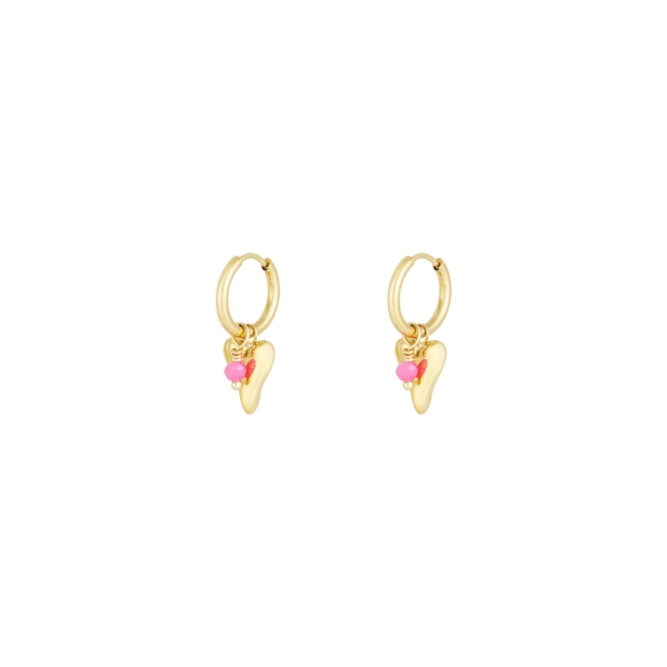 Vivid heart earrings - gold color