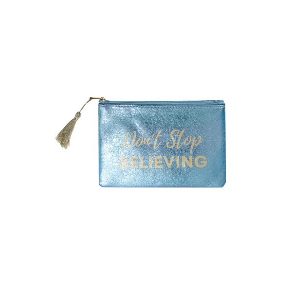 Make-up bag metallic don't stop believing - blue