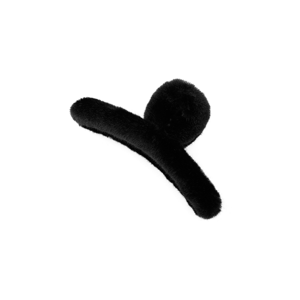 Faux fur hair clip - black