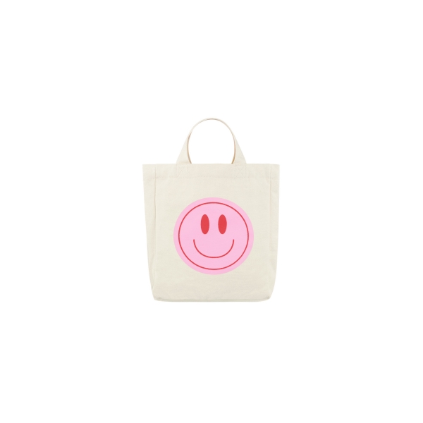 Petit sac en toile smiley - sac rose