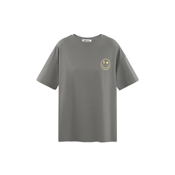 T-shirt happy life smiley - gray