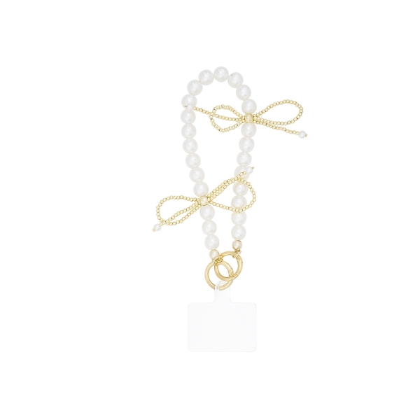 Phone cord pearl bowtiful - white gold color