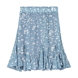 Blue skirt with abstract print
