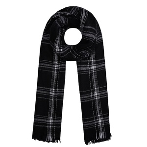 Black winter scarf with white stripes