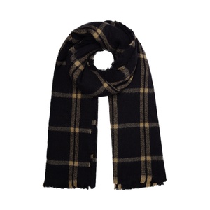 Black with beige checkered winter scarf