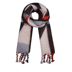 Winter scarf abstract pattern beige