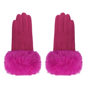 Gloves faux fur with suede look