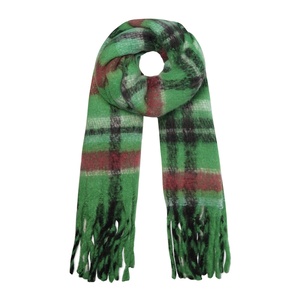 Checkered winter scarf green