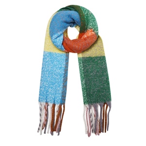 Multicolor winter scarf with fringes